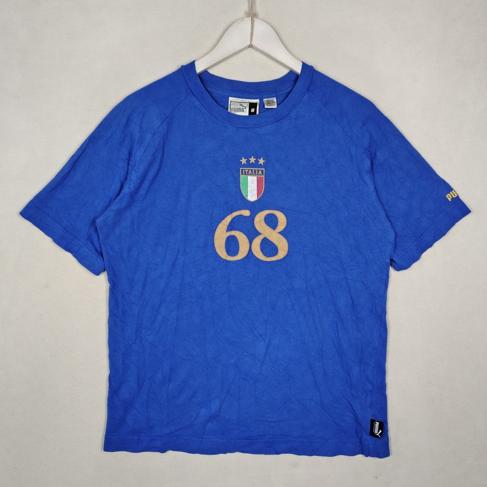 Puma Italia 68 Neil Barrett T-Shirt Blue Mens Medium Italy Soccer Football Tee